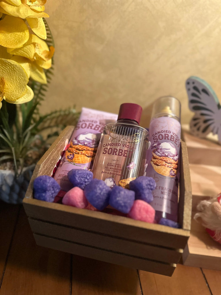 Candied Violet Sorbet 
Bath and Body Works HTF International Scent 3-Piece the R•E•L•I•C shop